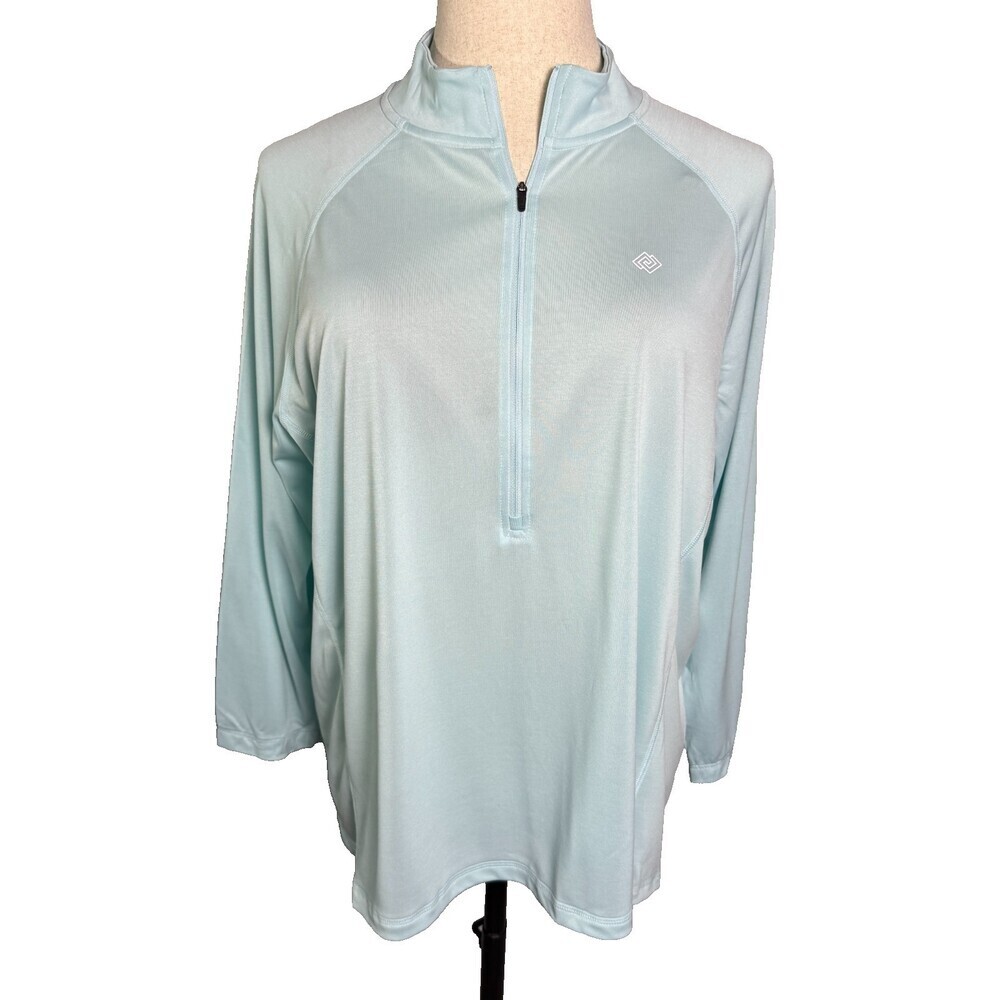 Zelos Women's 3X Light Blue Teal Half Zip Pullover Long Sleeve Activewear Top - Picture 2 of 11